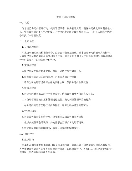 中集公司管理制度