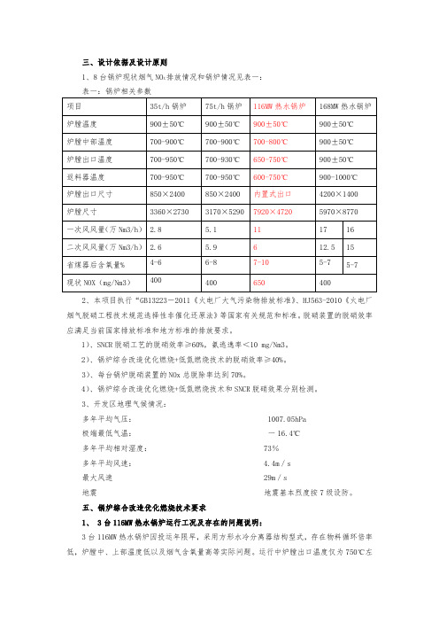 116MW热水锅炉原始资料