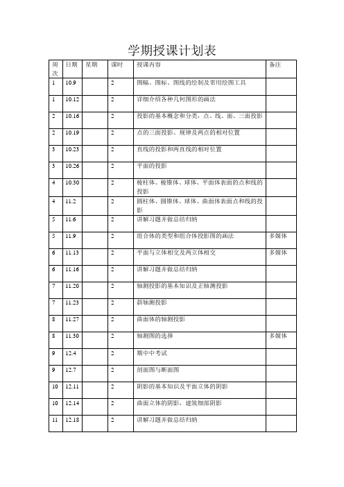 园林制图授课计划