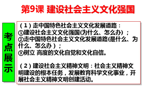 人教版高中政治必修三第九课 建设社会主义文化强国 (共24张PPT)