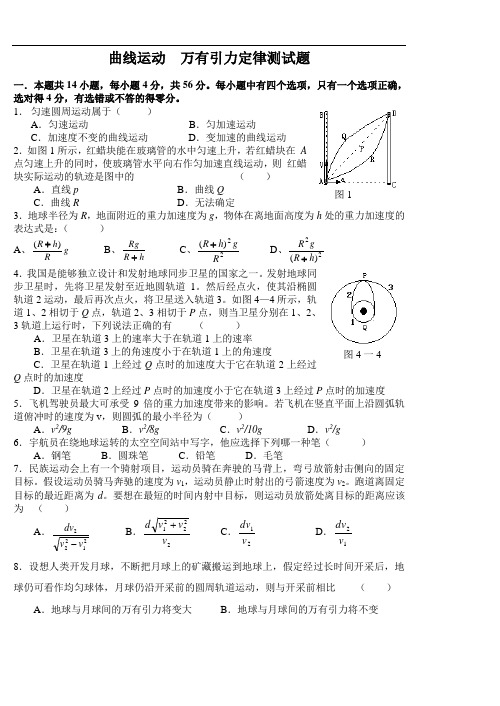 曲线运动万有引力定律练习题