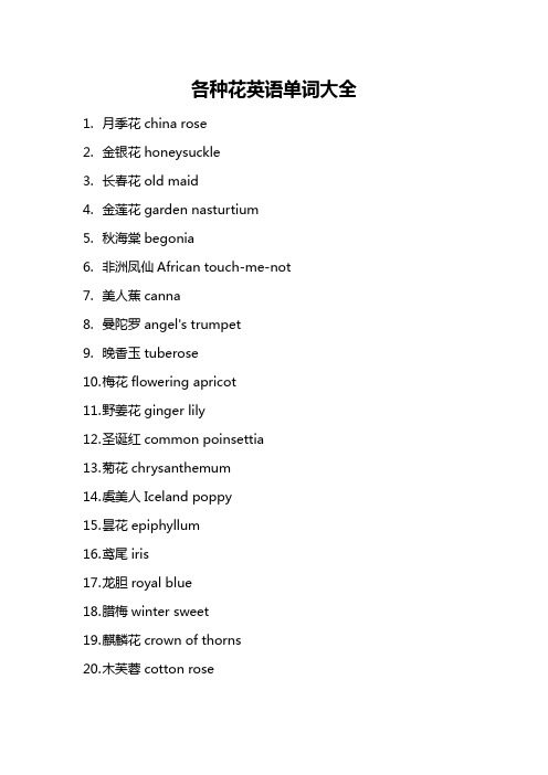 各种花英语单词大全