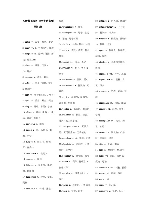 英语四级690个高频词汇(修正版)