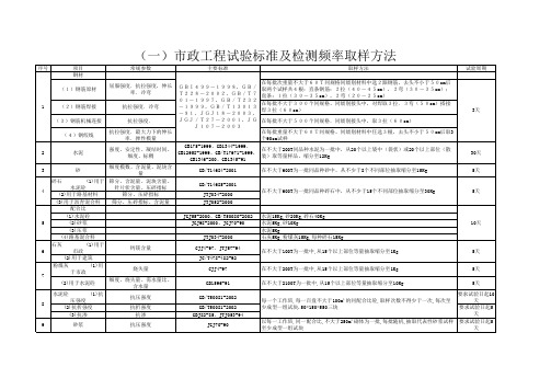 试验标准--及检测频率取样方法