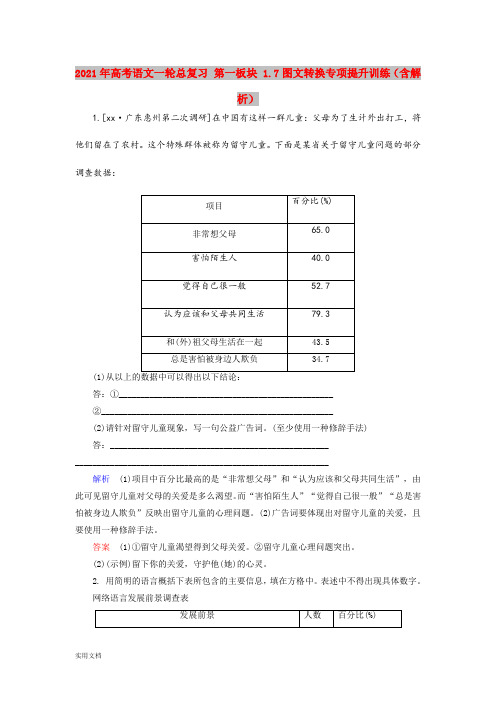 2021-2022年高考语文一轮总复习 第一板块 1.7图文转换专项提升训练(含解析)