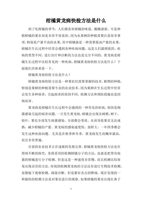 柑橘黄龙病快检方法是什么