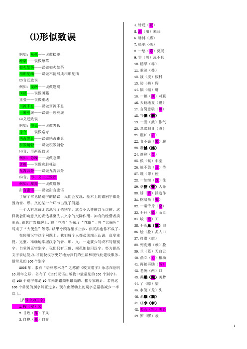 福建公考常见错别字大全