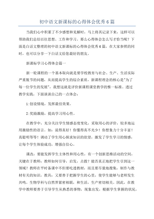 初中语文新课标的心得体会优秀6篇