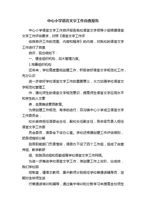 中心小学语言文字工作自查报告