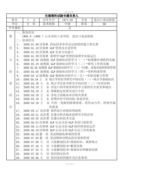 生殖毒性试验专题负责人山东大学新药评价中心