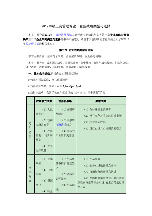 中工商管理专业：企业战略类型与选择