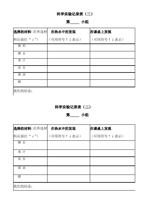 科学实验记录表