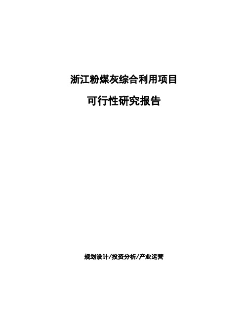浙江粉煤灰综合利用项目可行性研究报告
