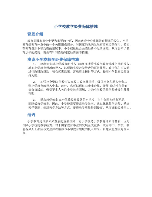 小学校教学经费保障措施