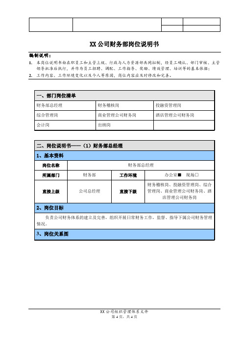 【岗位说明书】房地产财务部总经理