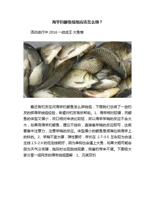 海竿钓鲫鱼线组应该怎么绑？