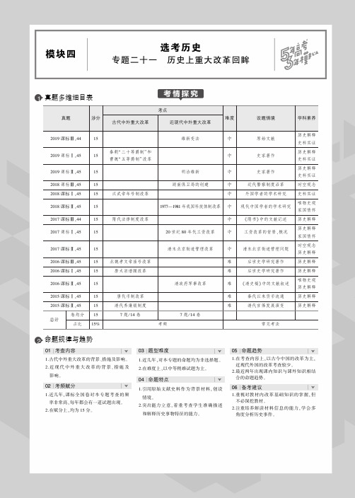 (课标Ⅲ)2020版高考历史一轮复习专题二十一历史上重大改革回眸教师用书(PDF,含解析)