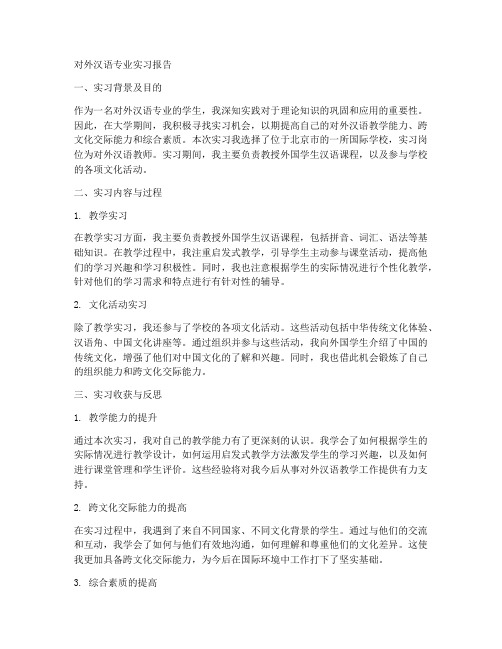 对外汉语专业实习报告