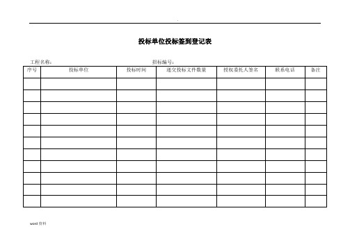 开标-评标相关表格