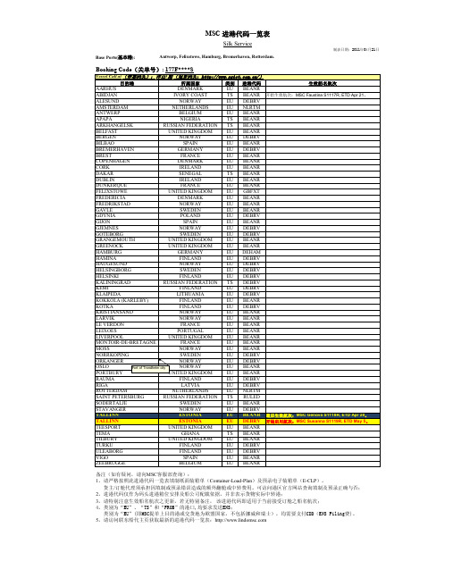 MSC 进港代码一览表 - 海运订舱网