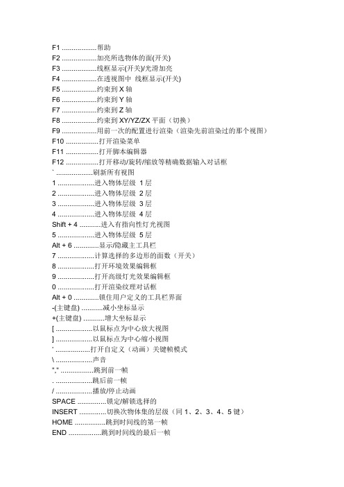 3D MAX快捷键大全