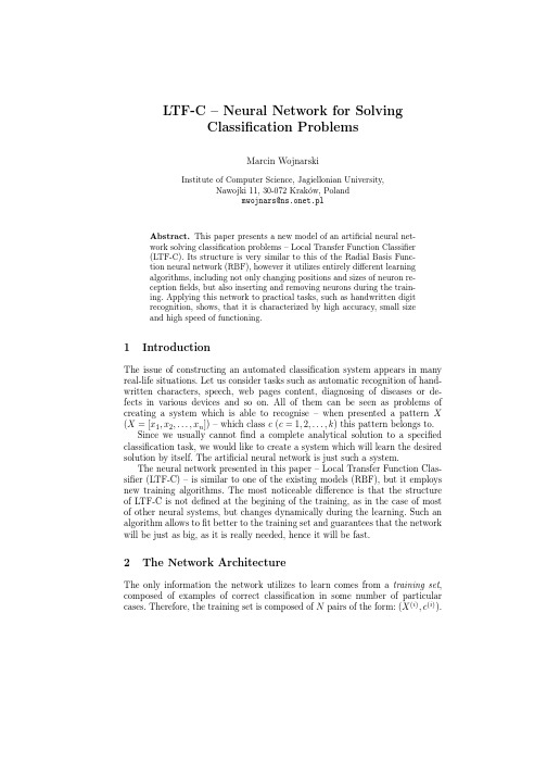 LTF-C – Neural Network for Solving Classification Problems