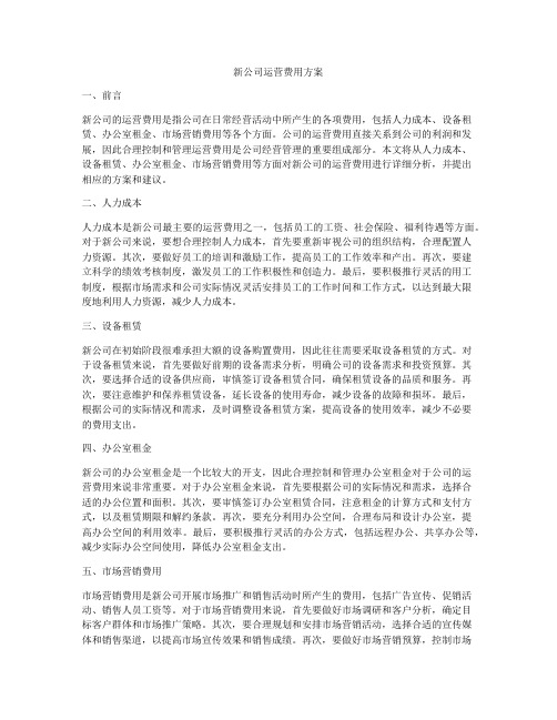 新公司运营费用方案