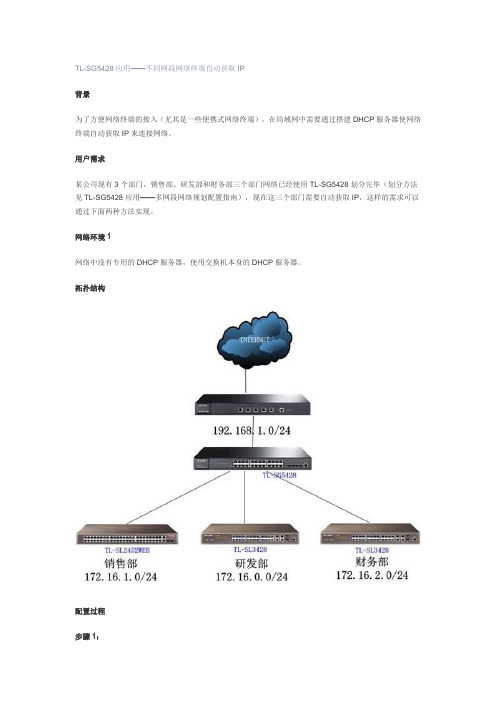 TL-SG5428应用——不同网段网络终端自动获取IP