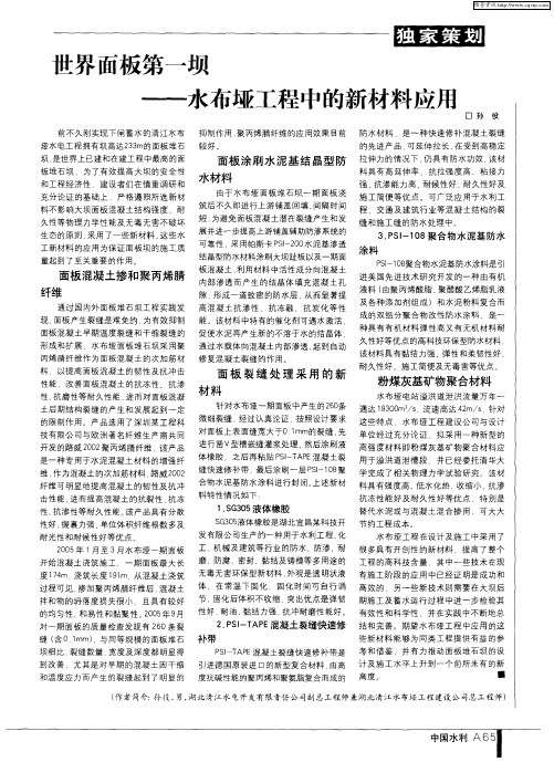 世界面板第一坝——水布垭工程中的新材料应用