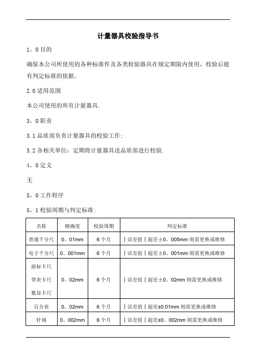 计量器具校验指导书(含表格)