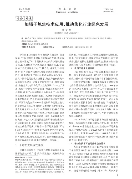 加强干熄焦技术应用推动焦化行业绿色发展杨文彪