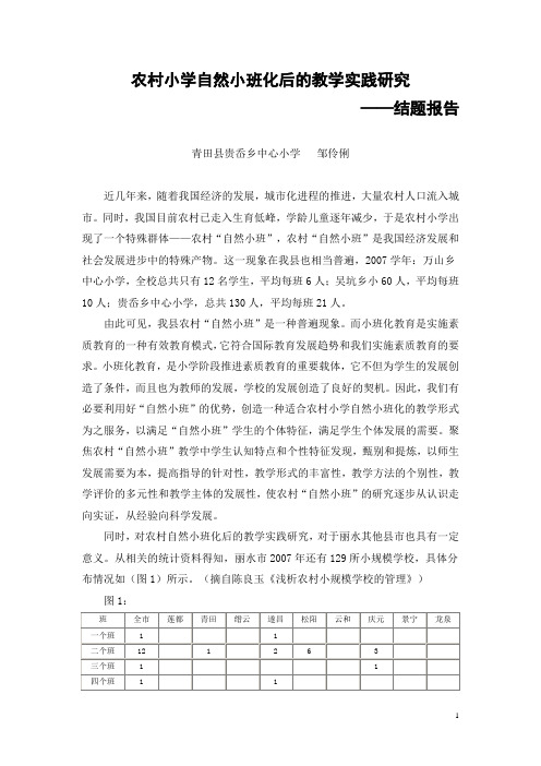 农村小学自然小班化后的教学实践研究