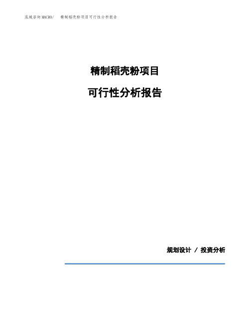 精制稻壳粉项目可行性分析报告(模板参考范文)