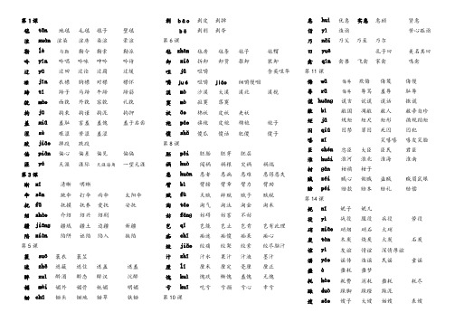 小学人教版五年级下册语文生字表二组词(带拼音)