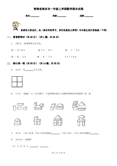 青海省海东市一年级上学期数学期末试卷