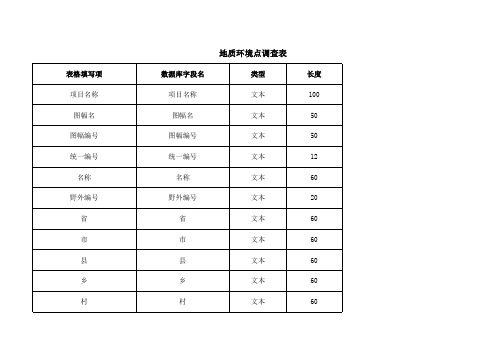 1：5万地质灾害调查数据库填表说明