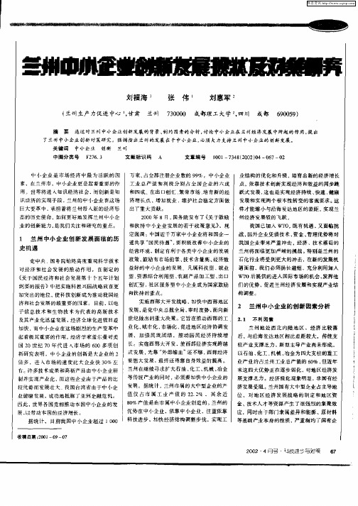 兰州中小企业创新发展现状及对策研究