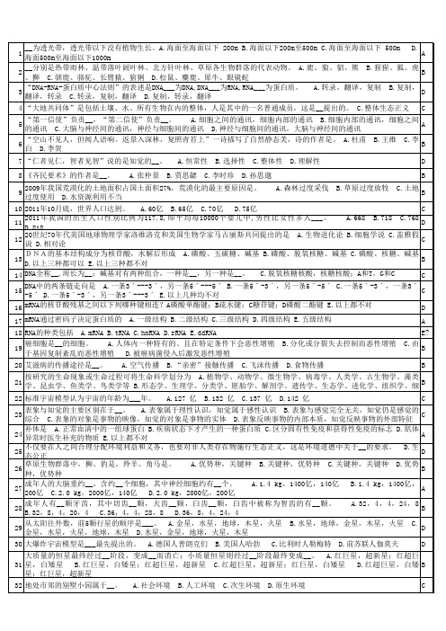 生命科学题库大全及答案