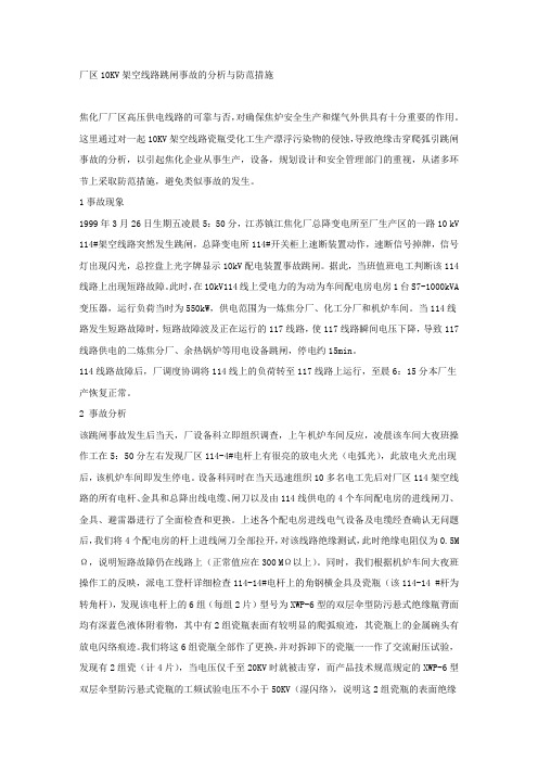 厂区10KV架空线路跳闸事故的分析与防范措施.docx