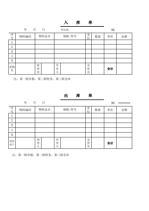 (完整)出库单-入库单范本