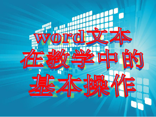 中文word2007培训课件