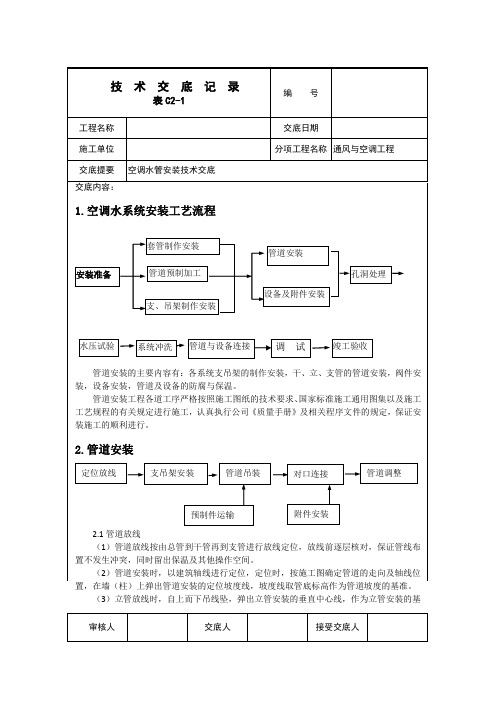 空调水管安装技术交底