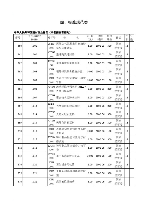 中华人民共和国建材行业标准