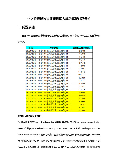 小区覆盖过远导致随机接入成功率低问题分析