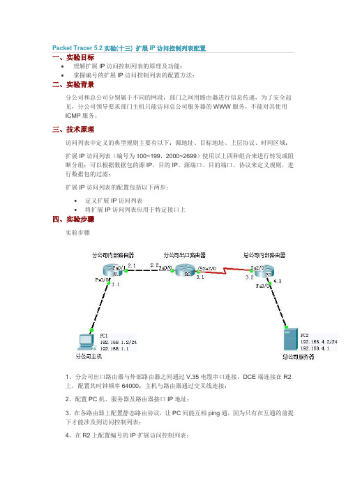 扩展IP访问控制列表配置