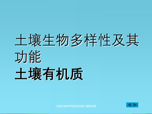 土壤生物多样性及其功能土壤有机质