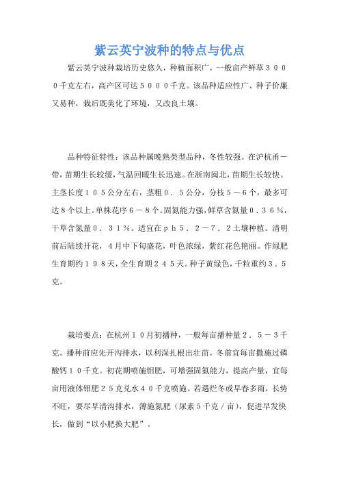 紫云英宁波种的特点与优点