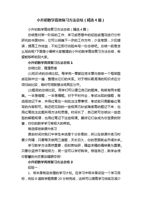 小升初数学高效复习方法总结（精选4篇）