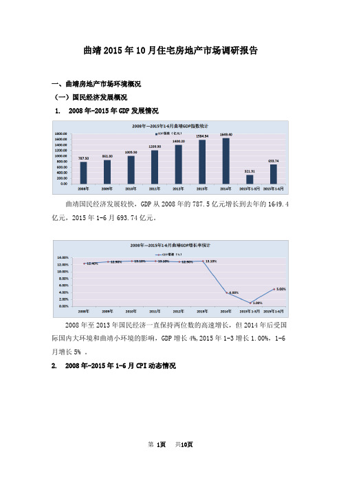 曲靖2015年10月住宅市场调研报告.