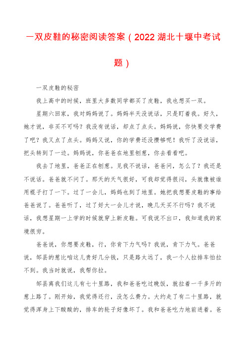 一双皮鞋的秘密阅读答案